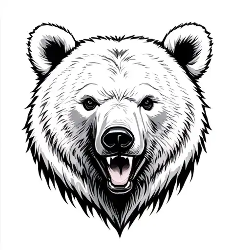 white bear head agry tattoo design idea