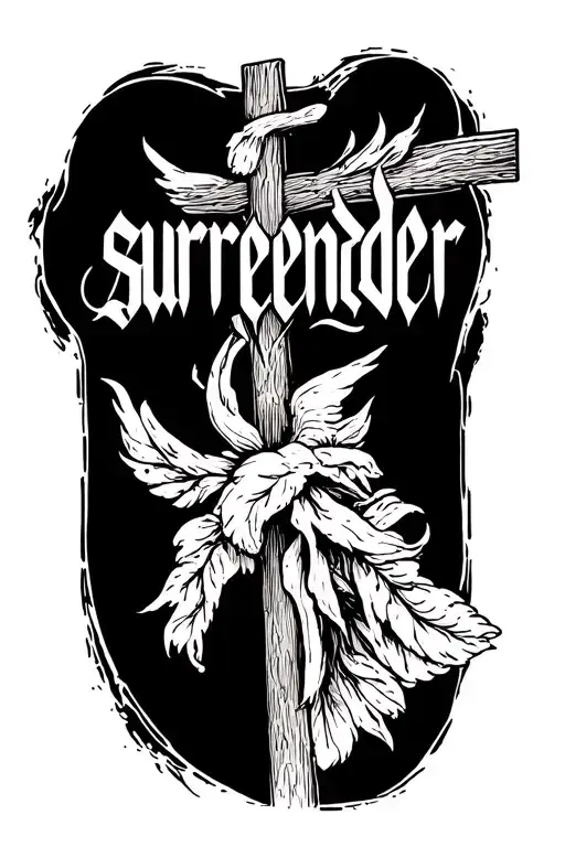 "surrender" sinple, horizontal word, Christian themed tattoo design idea