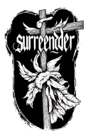 "surrender" sinple, horizontal word, Christian themed tattoo design idea