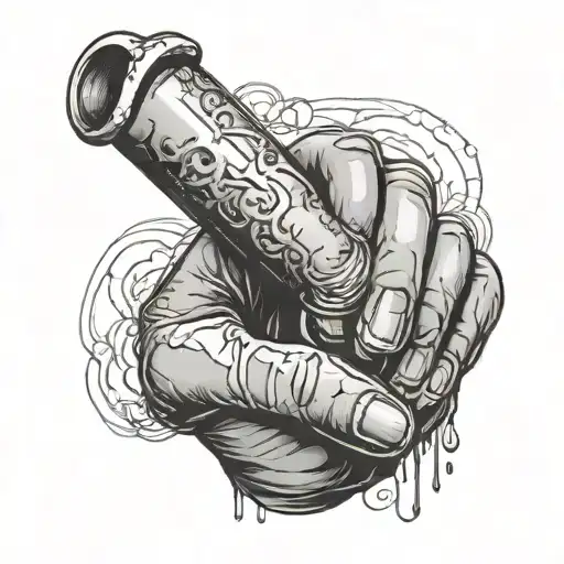 meth pipe held by a hand tattoo design idea