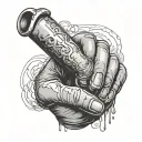 meth pipe held by a hand tattoo design idea