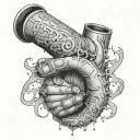 meth pipe held by a hand tattoo design idea