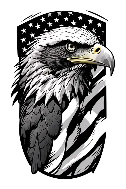 eagle head diving profile American flag inside tattoo design idea