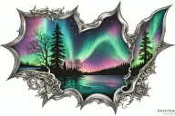 Stars northern lights tattoo design idea