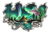 Stars northern lights tattoo design idea