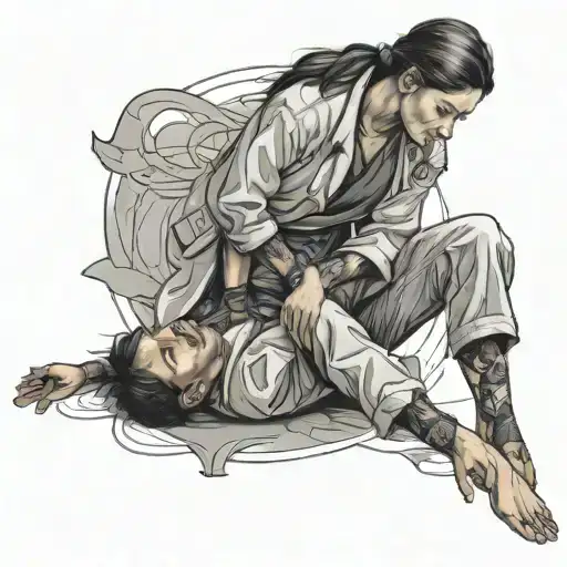 Female doctor bjj fighter grappling tattoo design idea