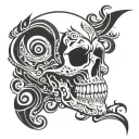 skull neo tribal smoke fire flames ghosts tattoo design idea