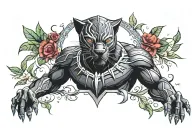 black panther chest tattoo with 10.5 and h a m d written around it tattoo design idea