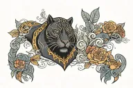 black panther chest tattoo with 10.5 and h a m d written around it tattoo design idea