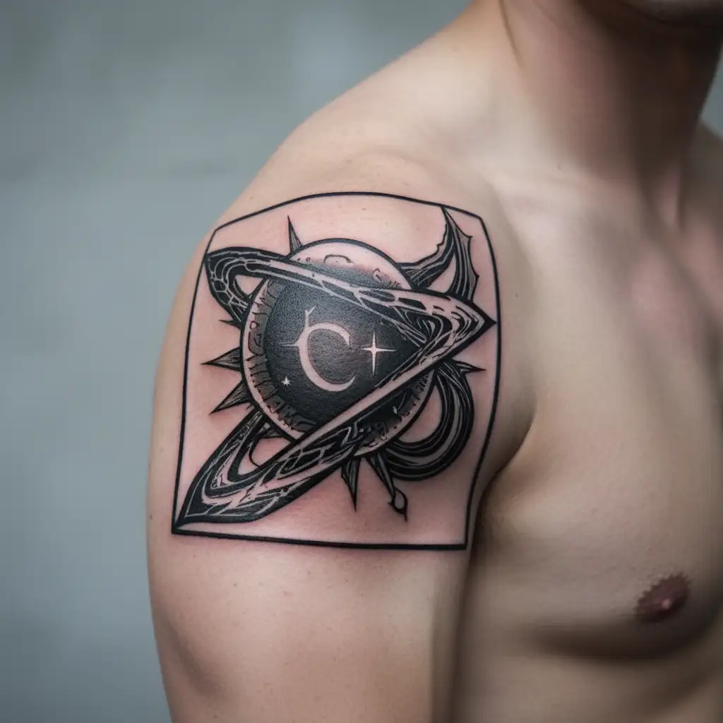 atheist logo combine meteor  tattoo design idea