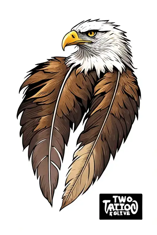 two eagle feathers  tattoo design idea