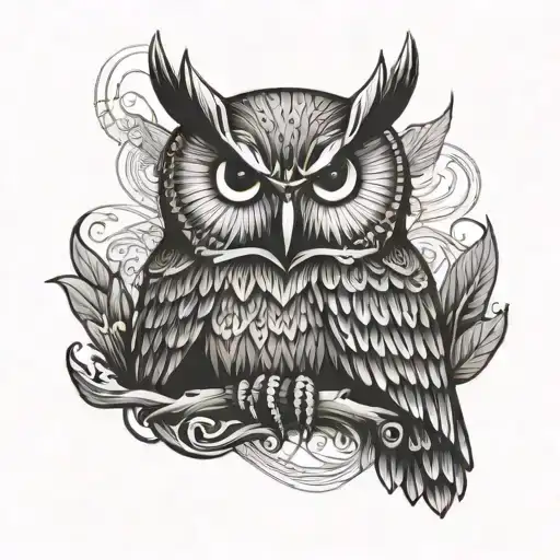 o.v.o and a owl on knee tattoo tattoo design idea