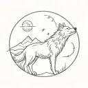 wolf howling at the moon tattoo design idea