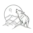 wolf howling at the moon tattoo design idea