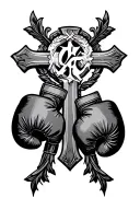 Cross of Vendée and boxing gloves tattoo design idea