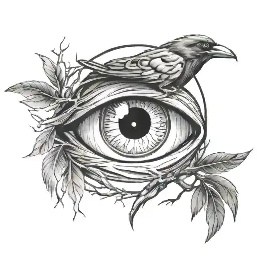 amateur eye itachi with crows and branches tattoo design idea