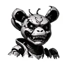 Springtrap, the decayed animatronic from FNaF 3, has a haunting aesthetic. Reimagined through cyber sigilism tattoo design idea