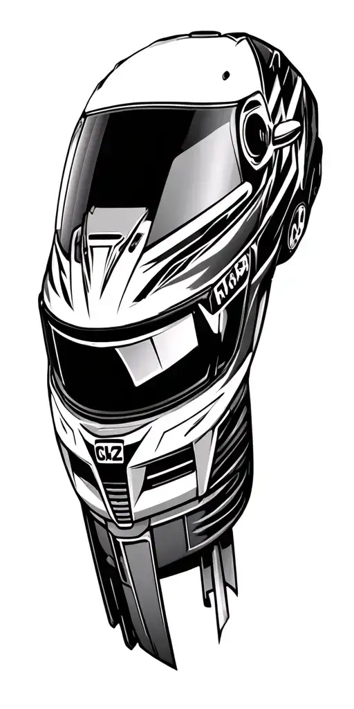 tools and cars racing helmet tattoo design idea