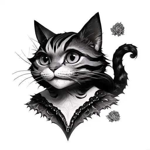 dark Alice in wonderland Cheshire Cat tattoo design idea