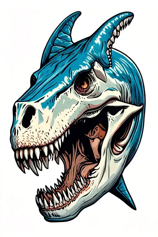 megalodon skull made from other dinosaurs tattoo design idea