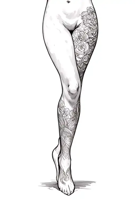 a woman's leg tattoo design idea