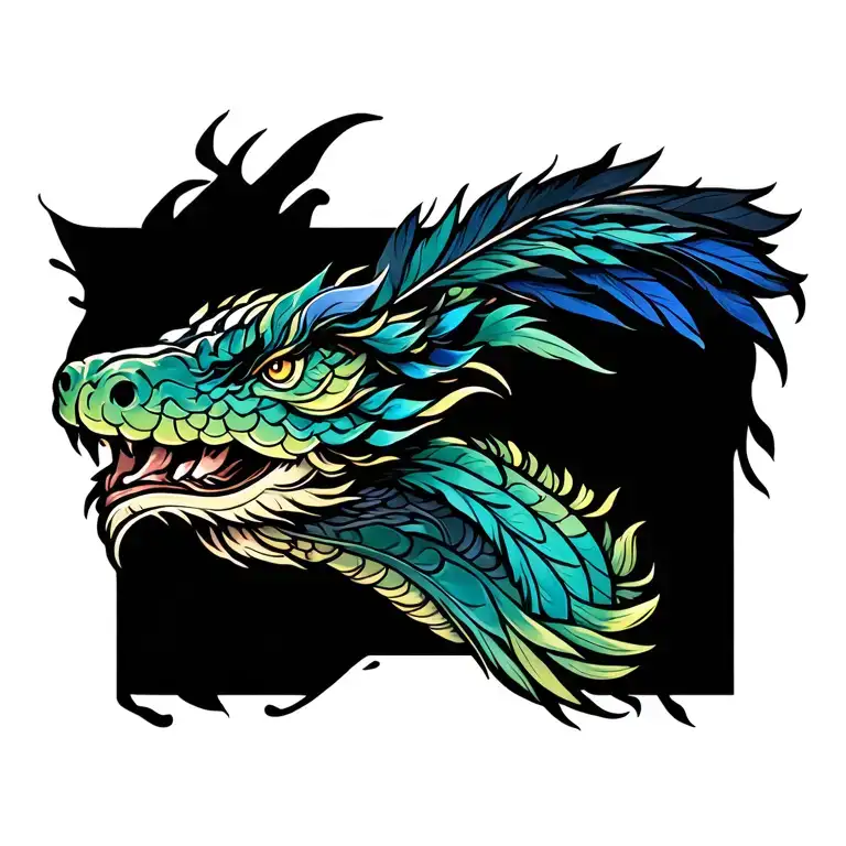 feathered serpent tattoo design idea