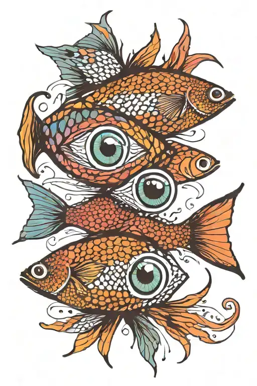 eyeballs fish scales tattoo design idea