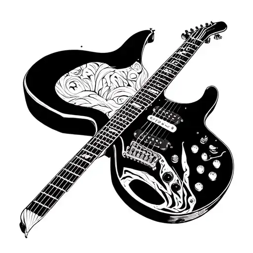 black vertical electric guitar tattoo design idea