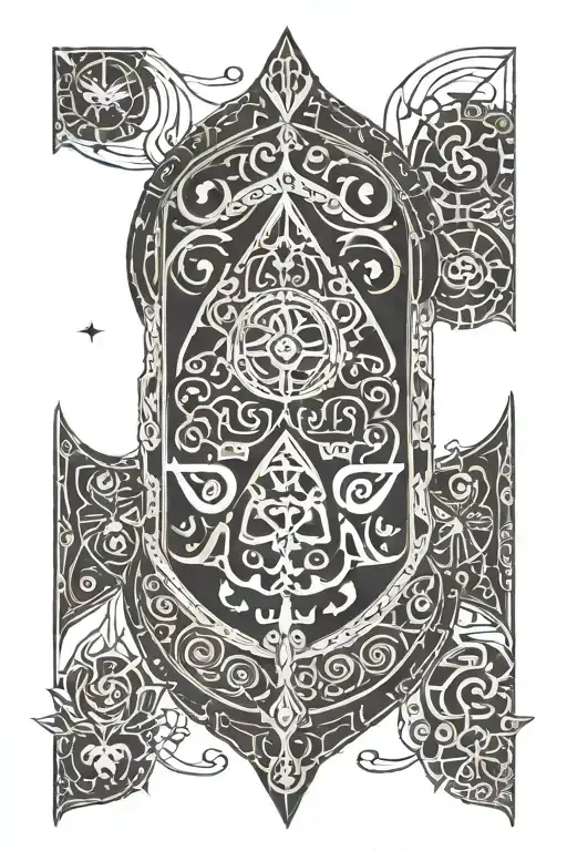 Legend of Zelda Skyward Sword in henna style tattoo tattoo design idea