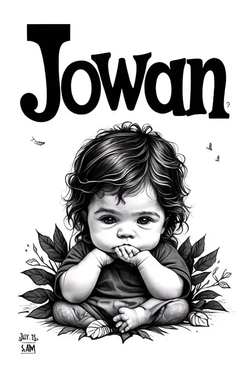 name Jowan born July 15 2023, 6lbs 5.8oz, 4:59 AM , building blocks and crayons  tattoo design idea