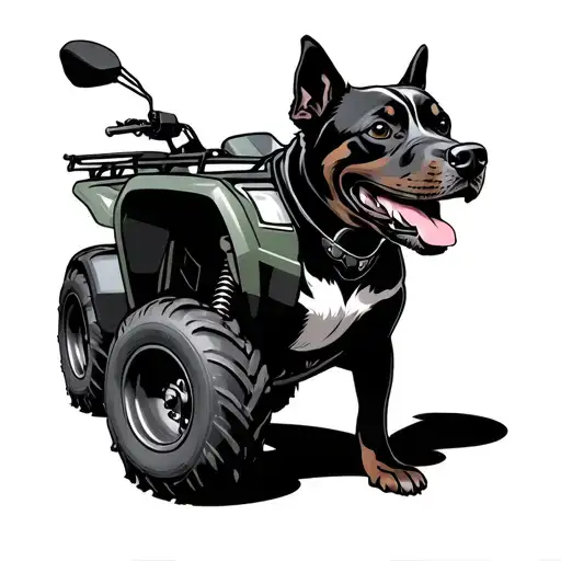 in memory of my friend who passed away. he loved four wheelers and his black pit mix dog. and always had a huge smile.  tattoo design idea