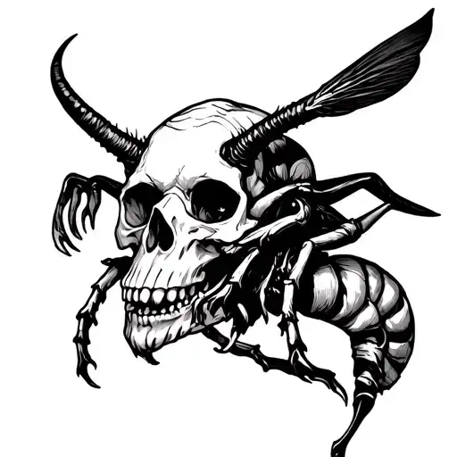 devil ridding a hornet skull tattoo design idea