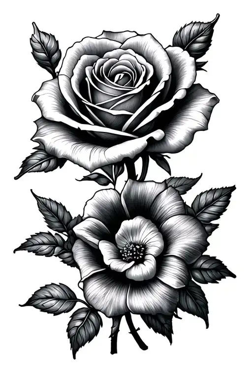 simple fine line honeycomb outline with birth flower of rose, narcissus, a morning glory, daffodil & carnation in each  tattoo design idea