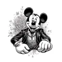 mickey mouse Elvis ruby stone tattoo design idea