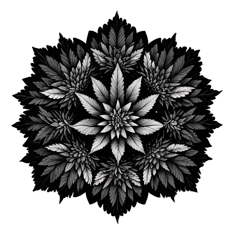 mandala cannabis flowers tattoo design idea