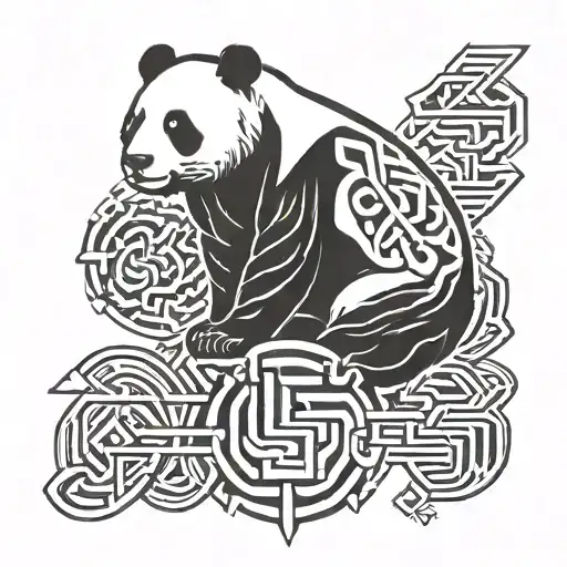 panda kanji symbols tattoo design idea