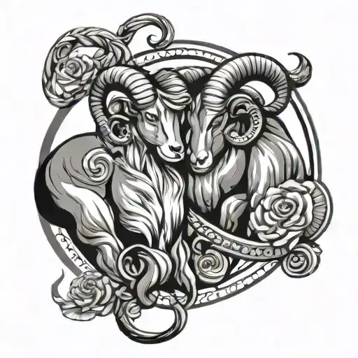 leo and aries zodiac sign intertwined tattoo design idea