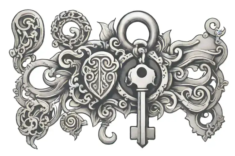 Key lock design symbolizing tattoo design idea