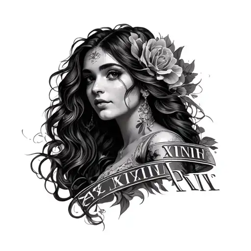 Ashley Faith in the middle of Roman numerals for July 19, 2022 tattoo design idea