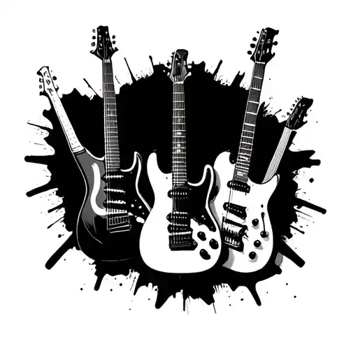 3 guitars tattoo design idea