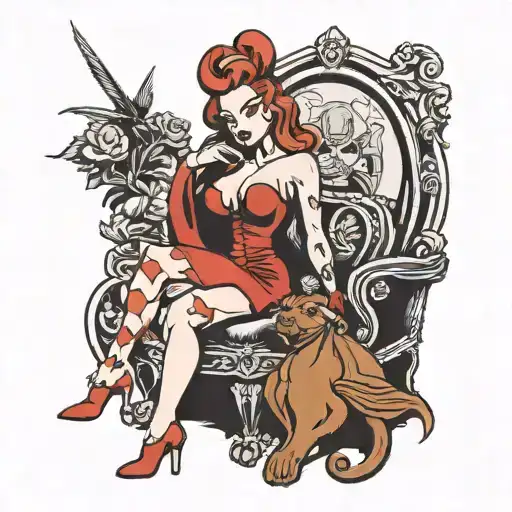 jessica rabbit sitting on grim reapers lap on a thrown tattoo design idea