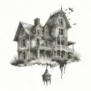 haunted house tattoo design idea