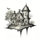 haunted house tattoo design idea