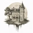 haunted house tattoo design idea