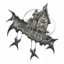 haunted house tattoo design idea