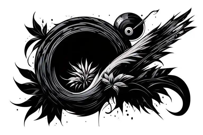 An abstract design symbolizing your diverse interests and hobbies, incorporating elements of ecology, programming, and project management tattoo design idea