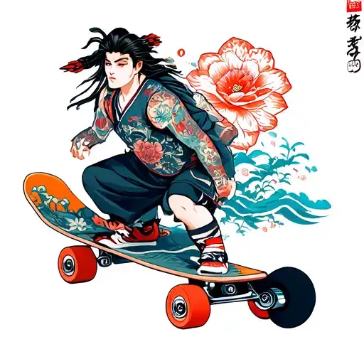 skate board tattoo design idea