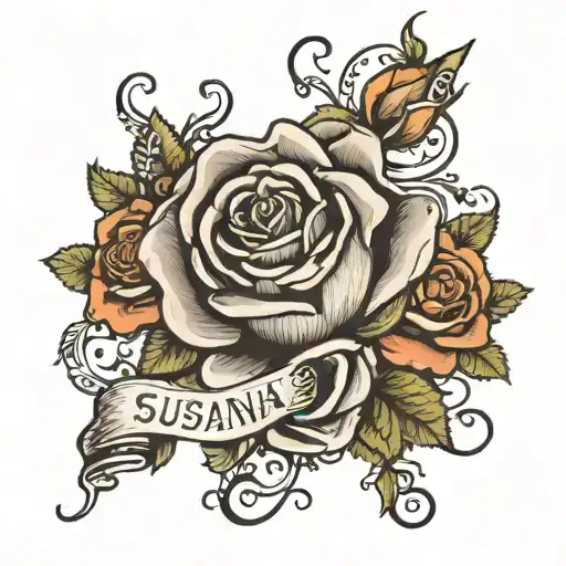rose name susana tattoo design idea