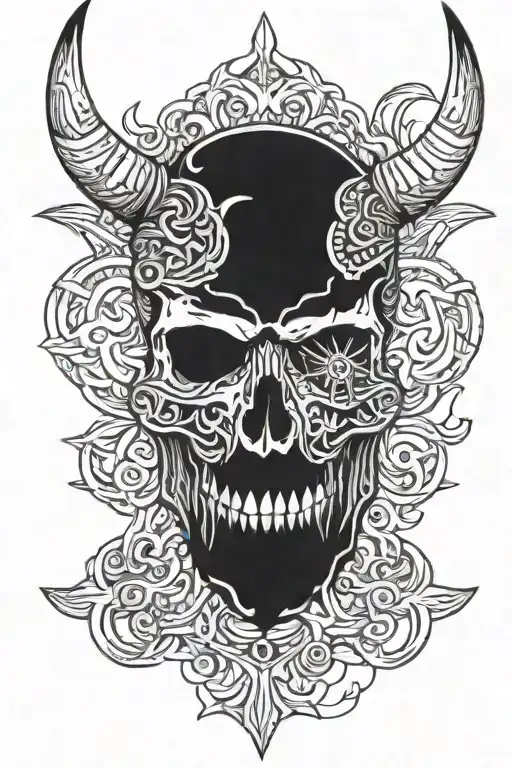 Viking skull surrounded tattoo design idea