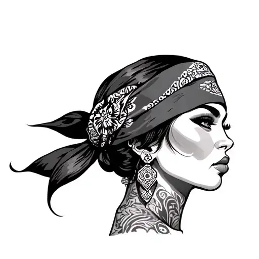 latina wearing bandana tattoo design idea